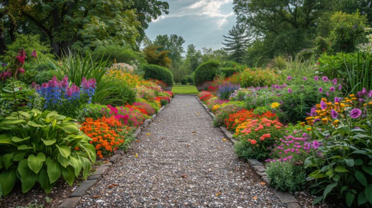 A garden abundant with a variety of vividly colored flowers, creating a colorful and lively scene.